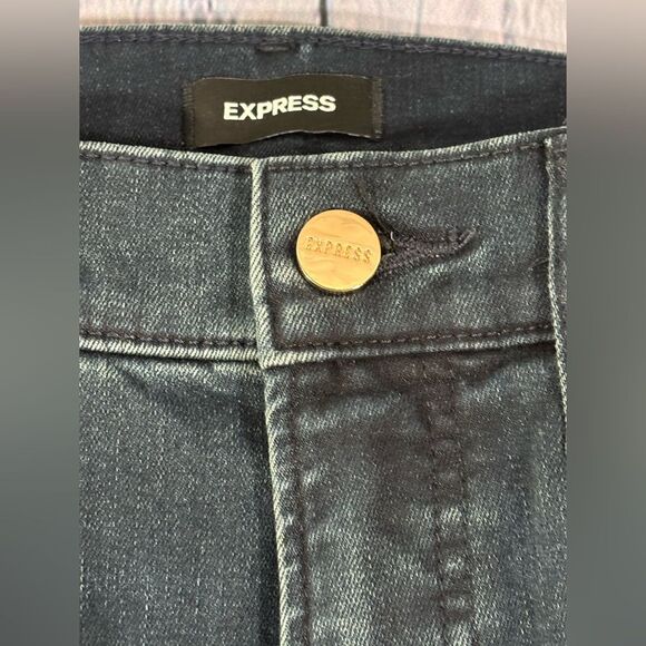Express Dark Blue Mid Rise Classic Cowgirl Western Country Bootcut Jeans 12 - Picture 4 of 9